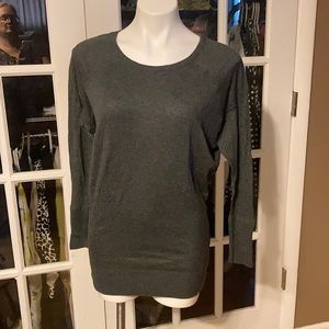 Gray flat knit sweater with metal zipper